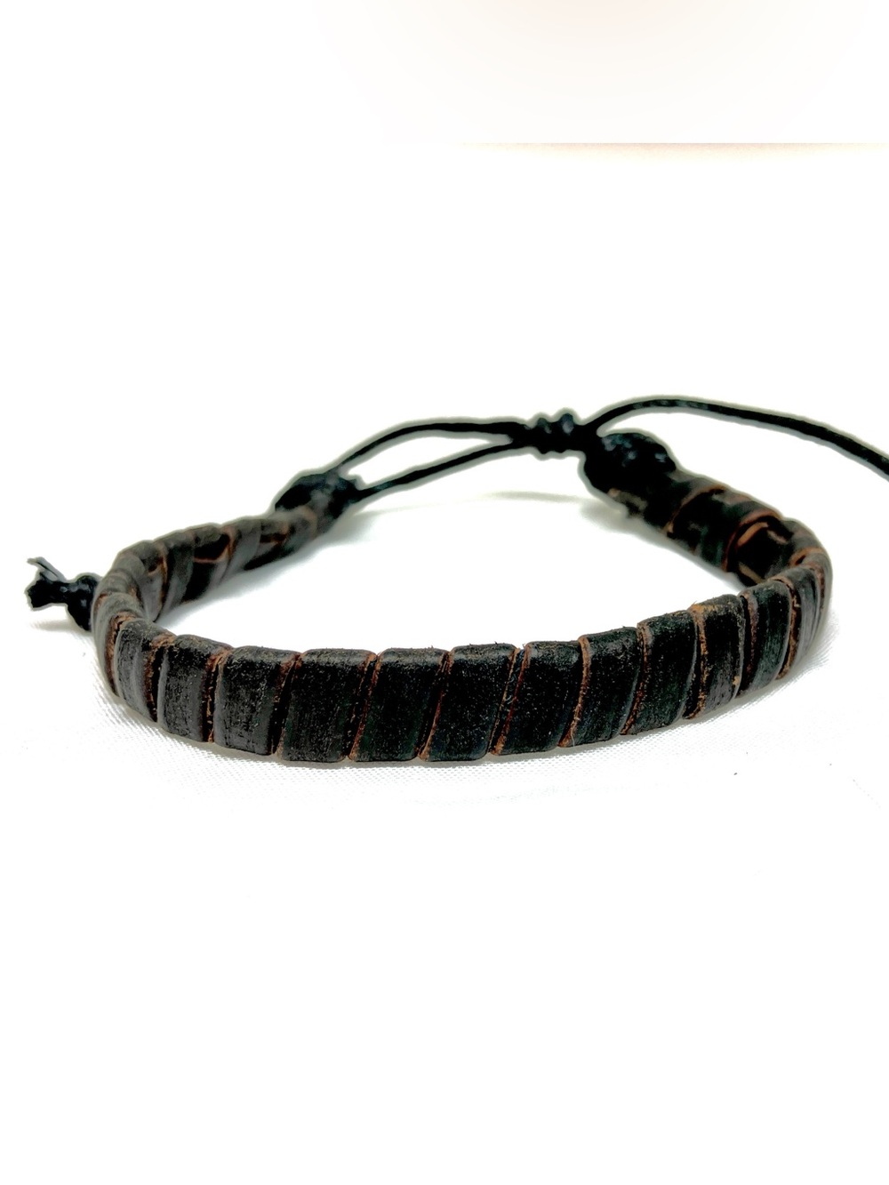 Handmade Braided Leather Bracelet - Dark Brown